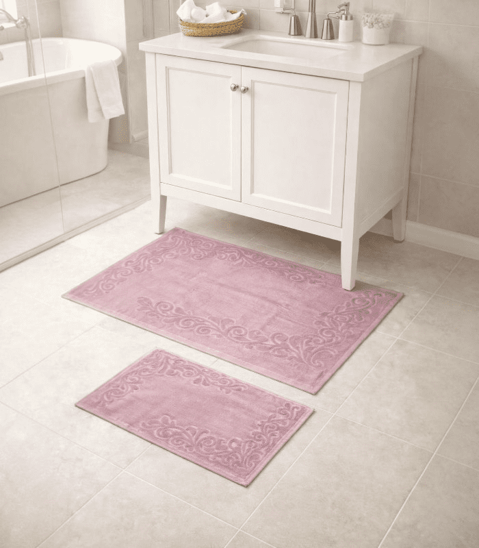 ens tapis de bain flora ENSEMBLE TAPIS DE BAIN EPONGE VELOUR FLORA – Image 1