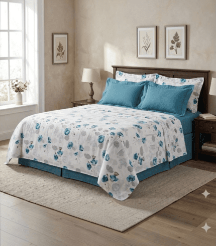 Parure de lit florale – 2 Places 160 X 200 Cm Avec 4 taies