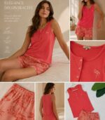 Pyjama femme corail fleuri – Élégance et confort – Image 5