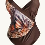 Maillot une‑pièce asymétrique MARRON– Taille 40 – Image 2