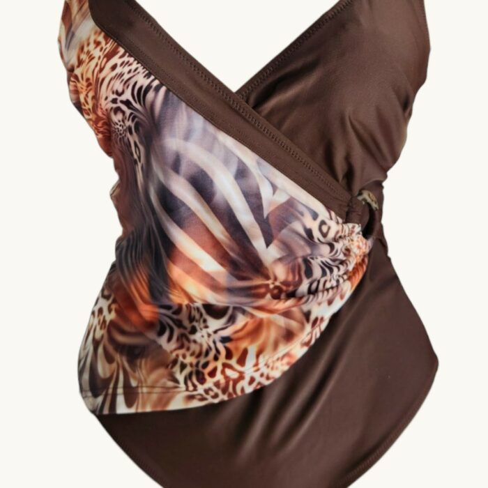 Maillot une‑pièce asymétrique MARRON– Taille 40 – Image 2