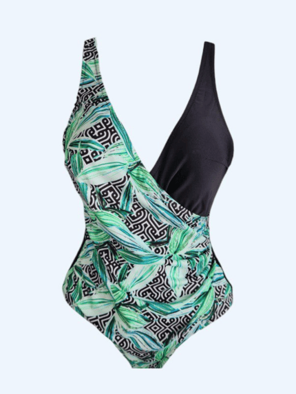 Maillot femme 1 piece croisé NOIR VERT T 40