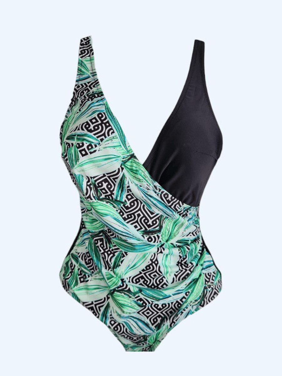 MAILLOT-FEMME-CROISE-T-40-1 1 Maillot femme 1 piece croisé NOIR VERT T 40 – Image 1