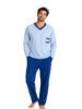 PYJAMA HOMME COL V MANCHE LONGUE BLEU CIEL