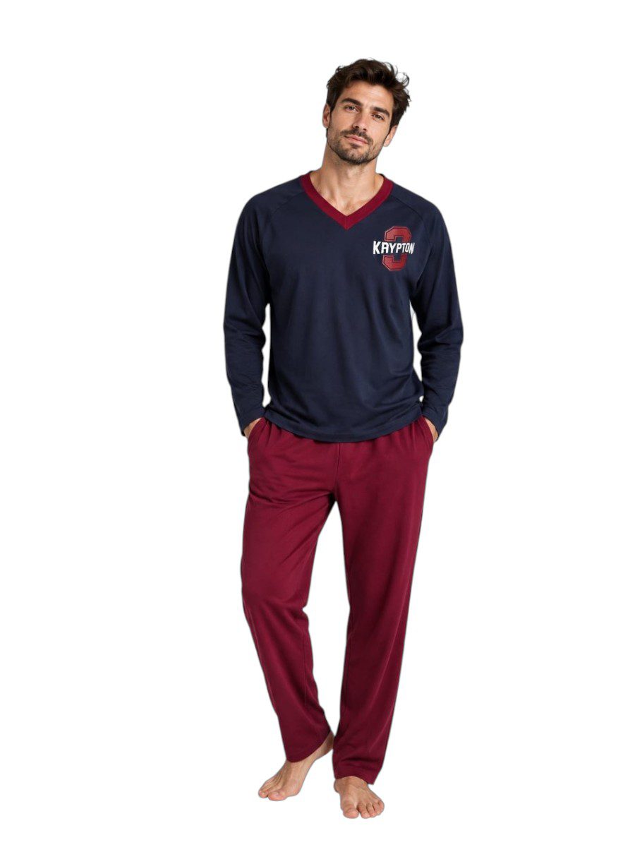 PYJAMA HOMME COL V PYJAMA HOMME COL V MANCHE LONGUE – Image 1