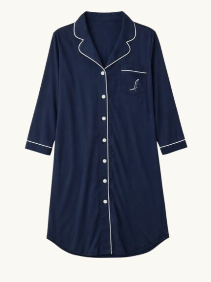 PYJAMA ROBE CHEMISE 100 % Coton MARINE