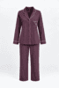 Pyjama deux pièces en Coton prune avec passepoil rose